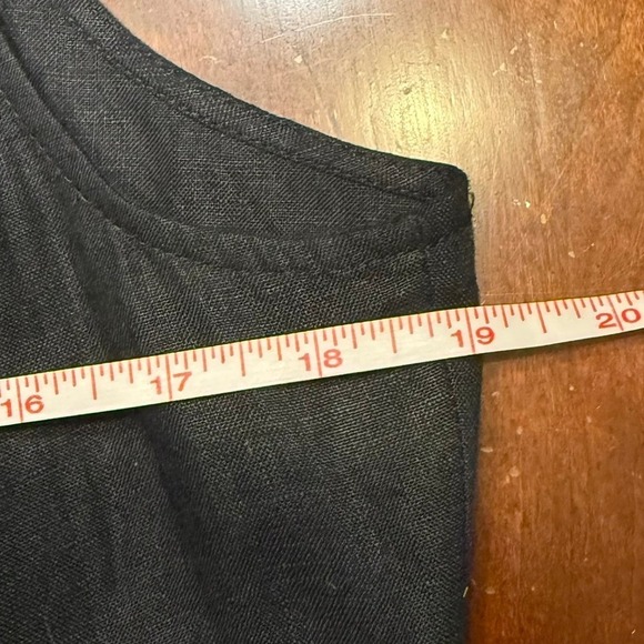 J. Jill Women M Petite Black Linen Pin Tuck Pleated Sleeveless Knee Length Dress - Picture 8 of 10